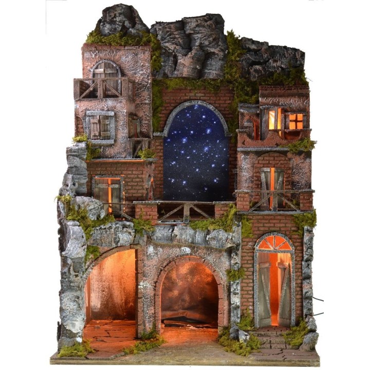 Presepe illuminato con cielo stellato a fibre ottiche cm