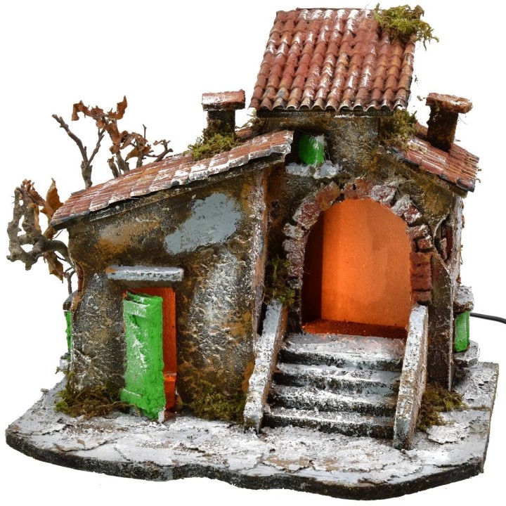 Cortile con casa e bottega cm 31,5x26x28 h