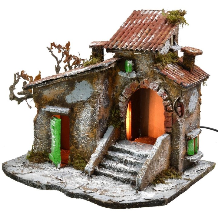 Cortile con casa e bottega cm 31,5x26x28 h