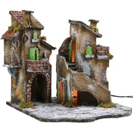 Courtyard with houses and lights cm 31.5x30x31 h