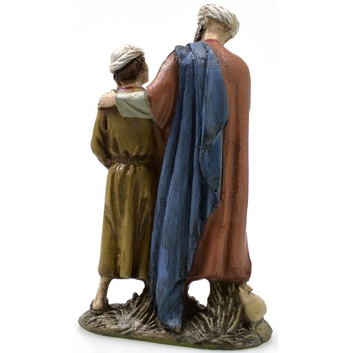 Oriental man and child in painted resin 10 cm Landi economic