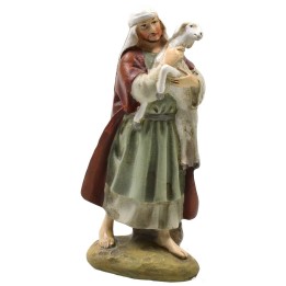 Pastore orientale con pecora in resina dipinta 10 cm serie