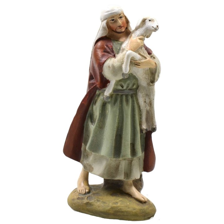 Pastore orientale con pecora in resina dipinta 10 cm serie
