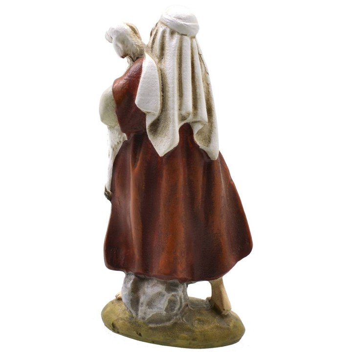 Pastor oriental con oveja en resina pintada 10 cm serie