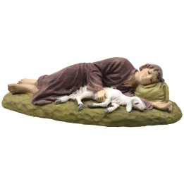 Dormiente con pecora in resina dipinta 10 cm serie economica