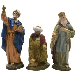 Tre Re Magi in resina dipinta 10 cm serie economica Landi