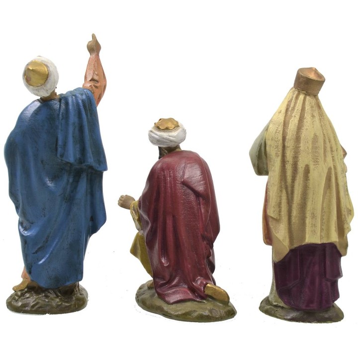 Tre Re Magi in resina dipinta 10 cm serie economica Landi