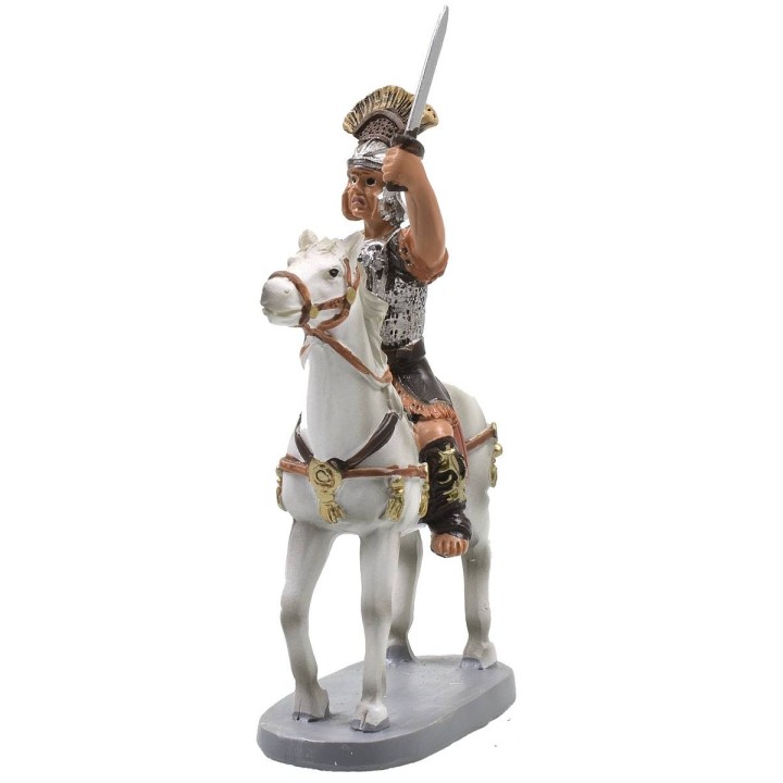 Roman soldier on horseback in painted resin 10 cm Landi