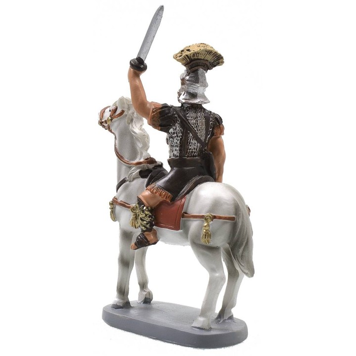 Roman soldier on horseback in painted resin 10 cm Landi