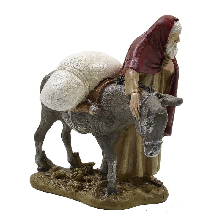 Wayfarer with donkey in painted resin 12 cm Landi economic