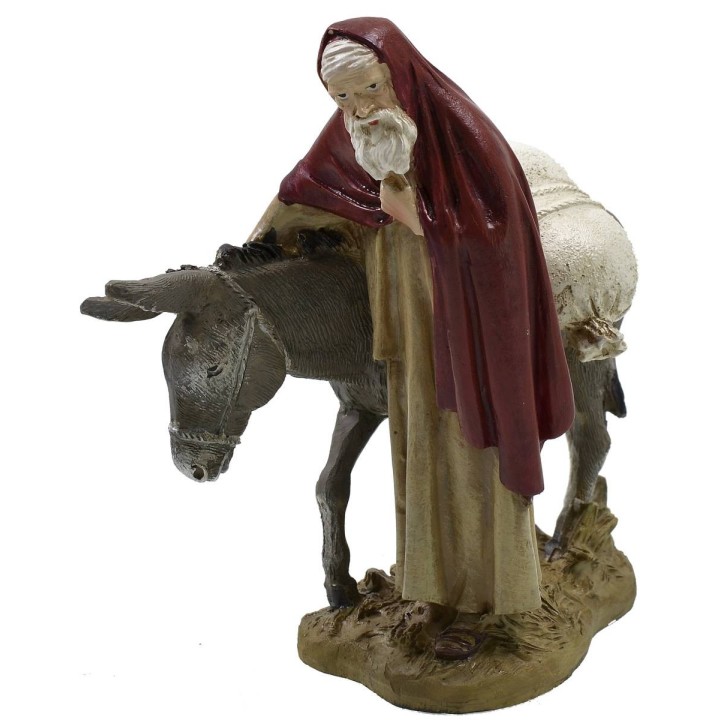 Caminante con burro en resina pintada 12 cm serie económica