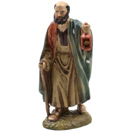 Pastor con linterna en resina pintada 12 cm serie económica