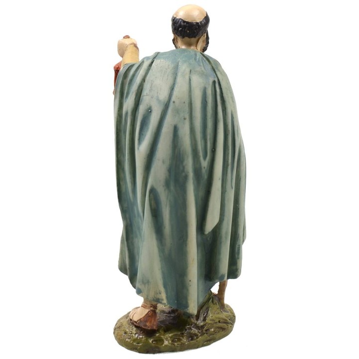Pastor con linterna en resina pintada 12 cm serie económica
