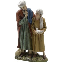 Oriental shepherd with child in painted resin 12 cm Landi