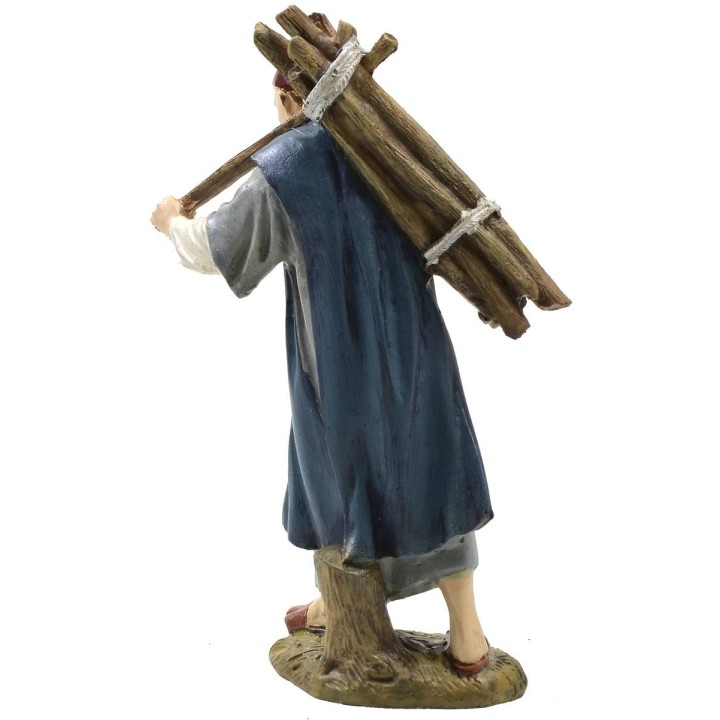 Woodcutter with wood in painted resin 12 cm Landi economic