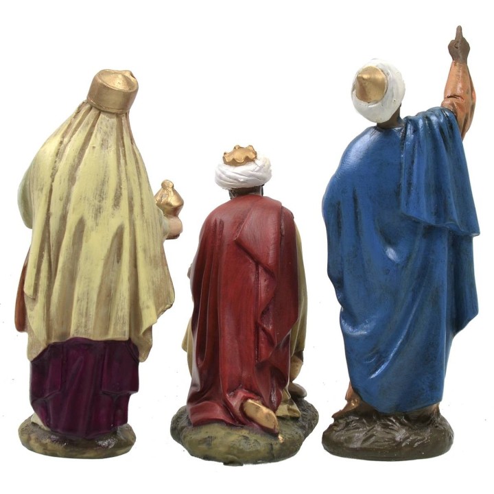 Set 3 Wise Men in painted resin 12 cm Landi economic series