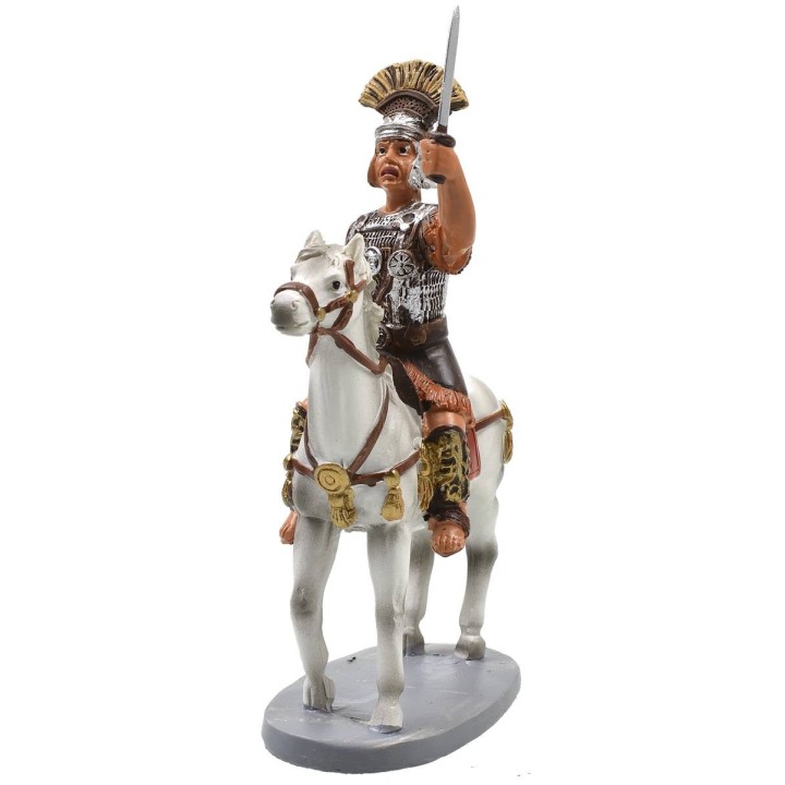 Centurion with sword on horseback in painted resin 12 cm Landi