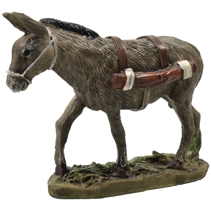 Asino con base in resina dipinta per statue 10 cm serie