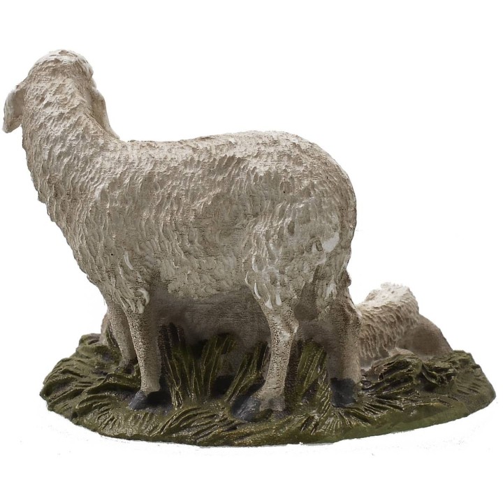 Coppia di pecore in resina dipinta per statue 10 cm serie