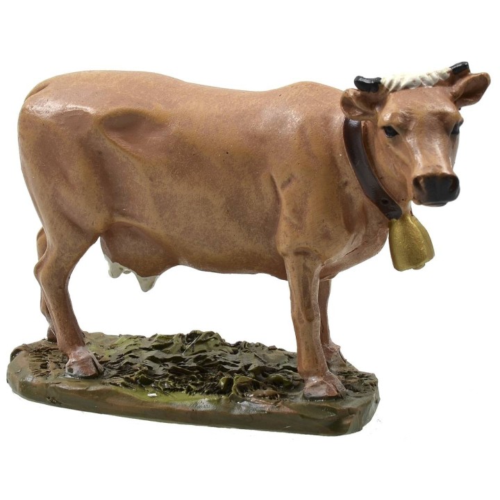 Bue con cencerro en resina pintada para estatuas de 12 cm serie