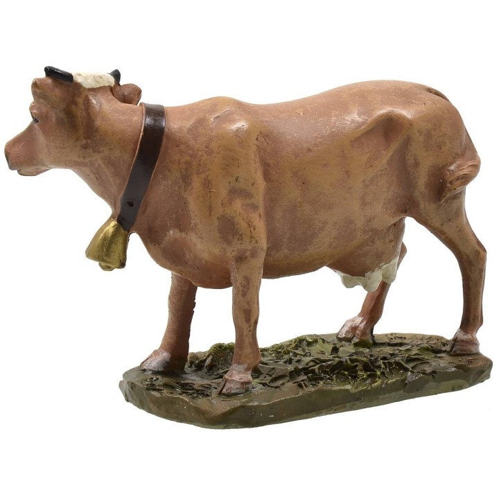 Ox with cowbell in painted resin for statues 12 cm Landi