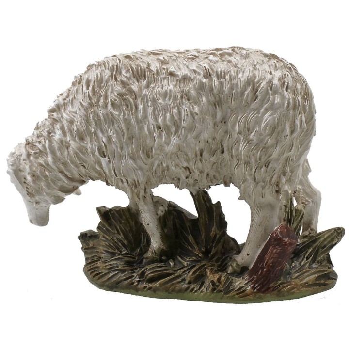 Pecora con testa bassa in resina dipinta per statue 12 cm serie