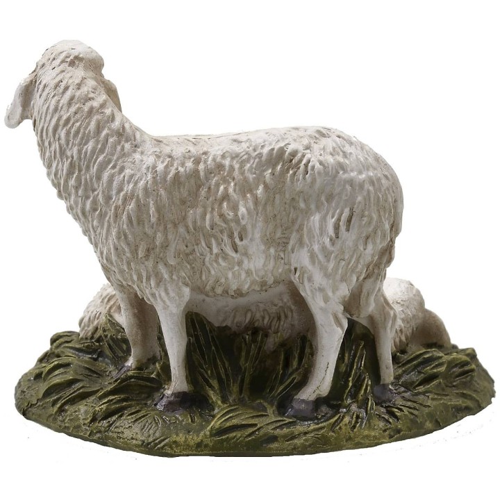 Pareja de ovejas con base de resina pintada para estatuas de 12
