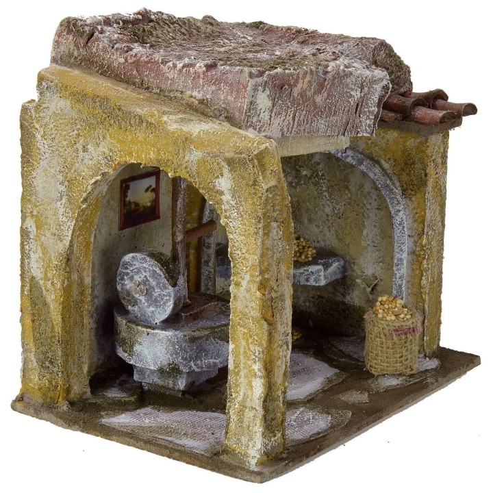 Ambientación de un molino para belén de 19,5x14x18 cm de altura
