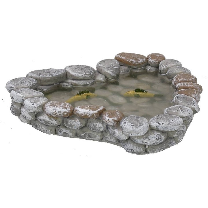 Resin pond with magic water and fish cm 12x11x2 h