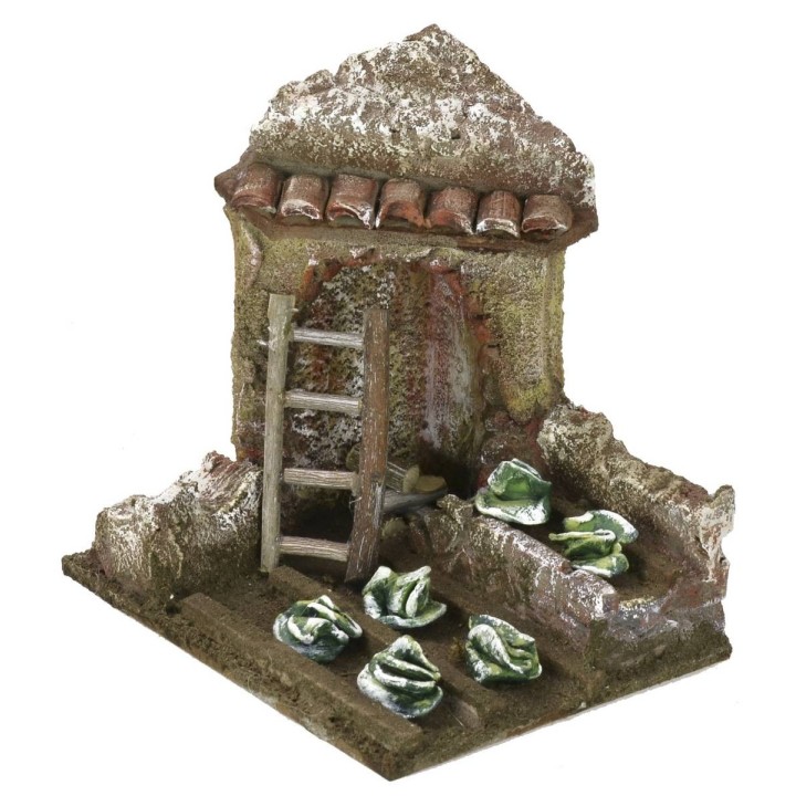 Orto per presepe con rudere angolare cm 11,5x9x11,5 h per