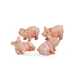 Juego de 4 cerditos de resina de 3,5 cm