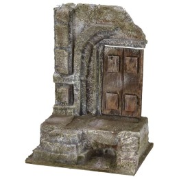 Rudere di tempio antico con portone cm 11,5x9x15,5 h per statue