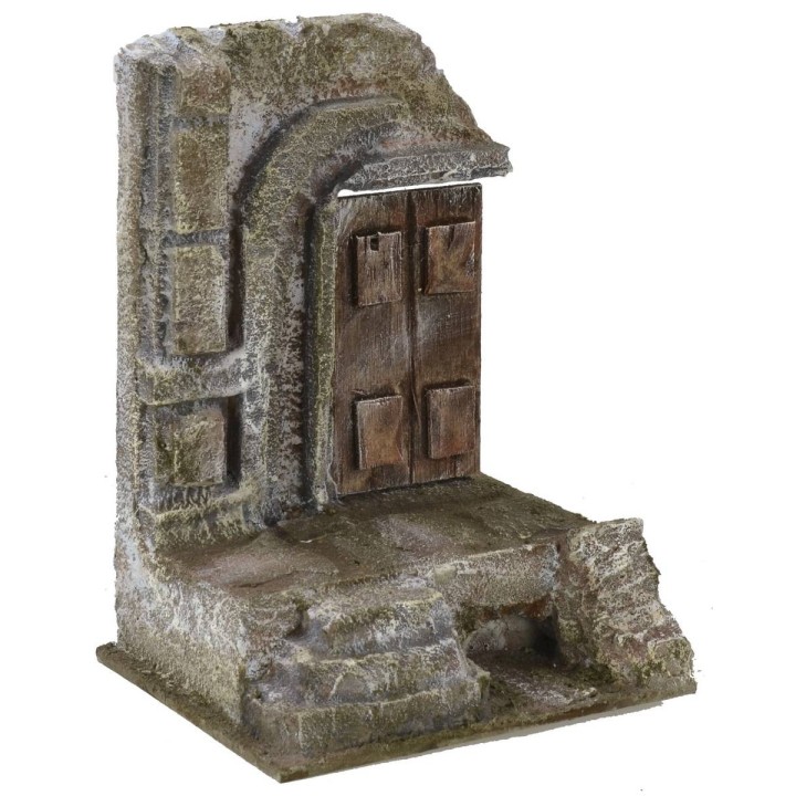 Ruina de templo antiguo con puerta de 11,5x9x15,5 cm de altura