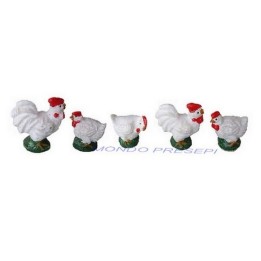 Juego de 6 gallinas en resina de 2-3 cm - 73431