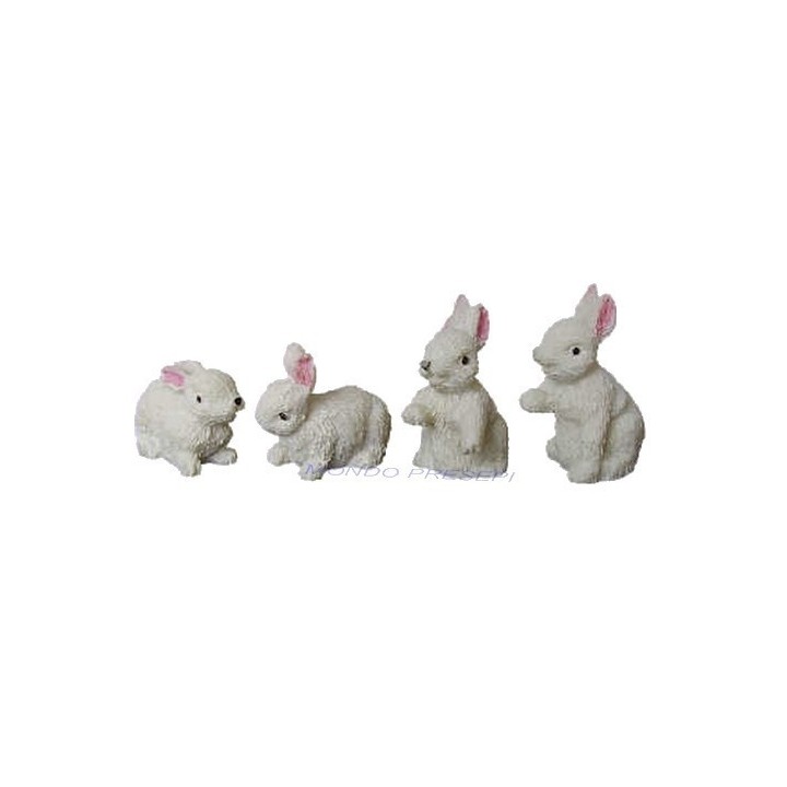 Set 4 conigli in resina cm 2 - 69452
