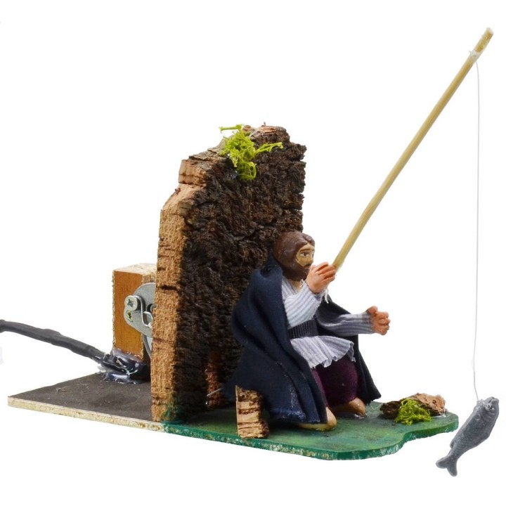 Pescador sentado en movimiento serie 8 cm
