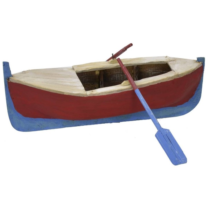 Painted wooden boat with oars cm 24x9,5x6 h