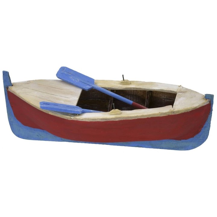Painted wooden boat with oars cm 24x9,5x6 h