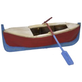 Barca in legno dipinta con remi cm 20x9,5x5,5 h