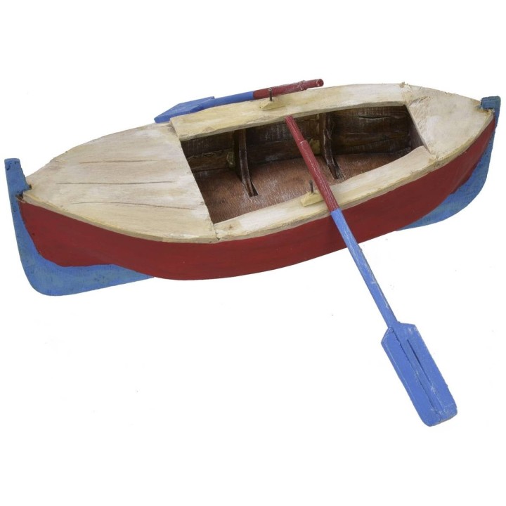 Painted wooden boat with oars 20x9.5x5.5 cm h
