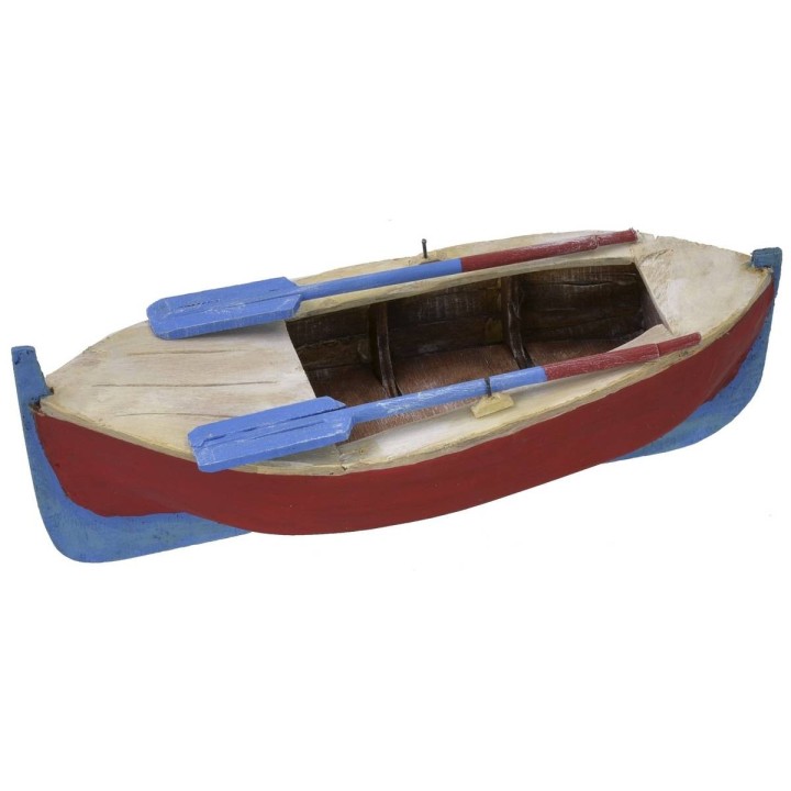 Barca de madera pintada con remos de 20x9,5x5,5 cm h
