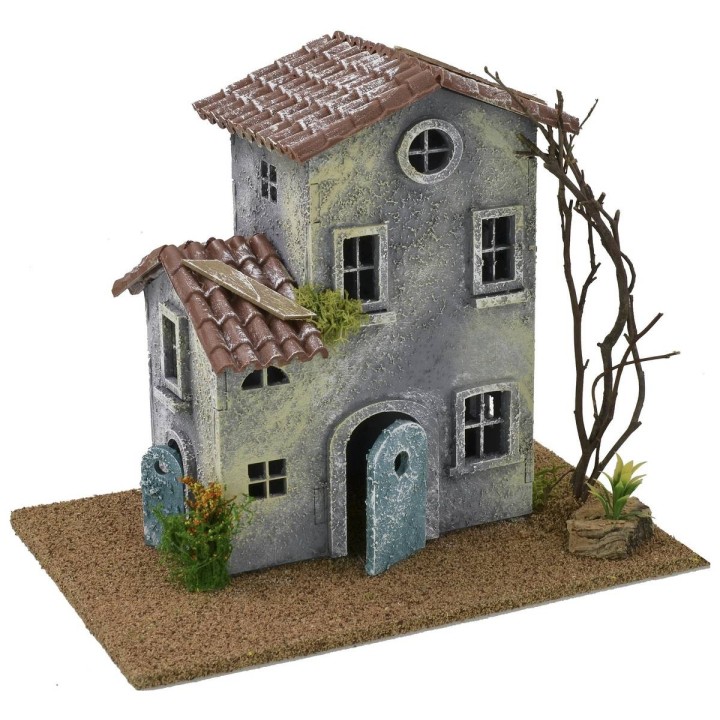 Casa con fiori cm 24x16x20,5 h per statue da 6 cm