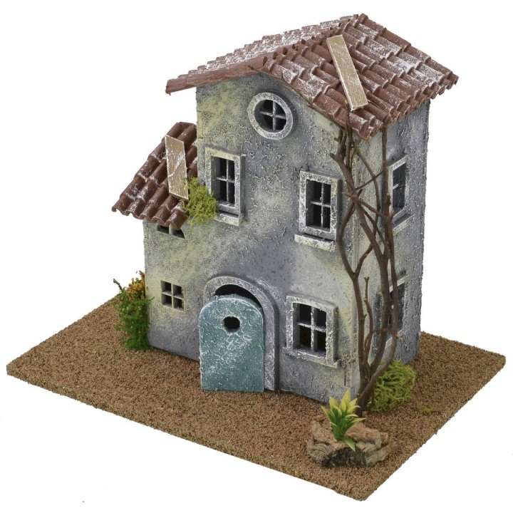 Casa con fiori cm 24x16x20,5 h per statue da 6 cm