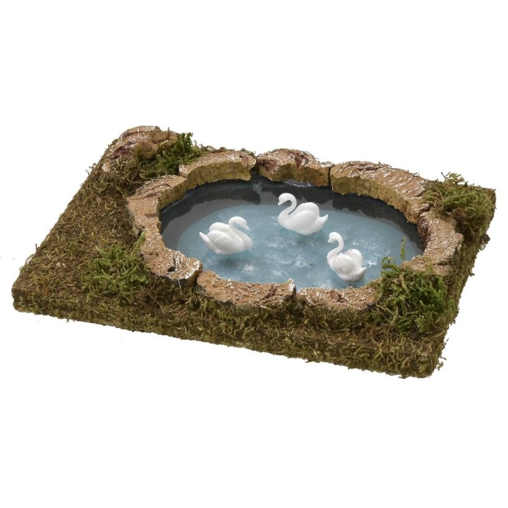 Estanque con cisnes de 20x12,5x4 cm de altura para estatuas de