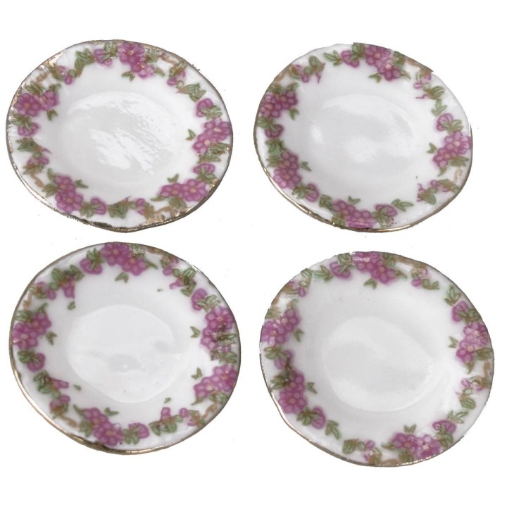 Set 4 piatti in ceramica con bordo decorato ø 2,2 cm