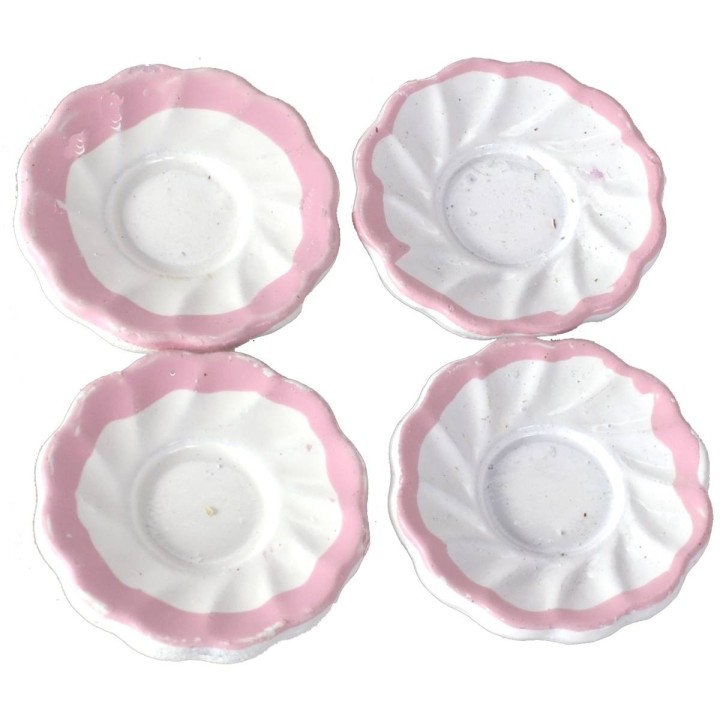 Set 4 piatti in ceramica con bordo rosa ø 1,7 cm