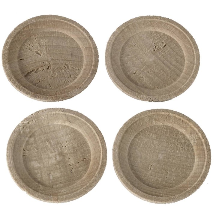 Set 4 piatti in legno ø 4,4 cm
