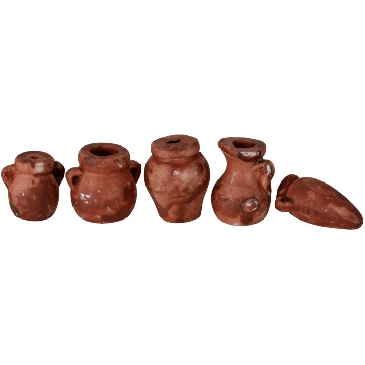 Set of accessories for nativity scene 5 terracotta amphoras cm