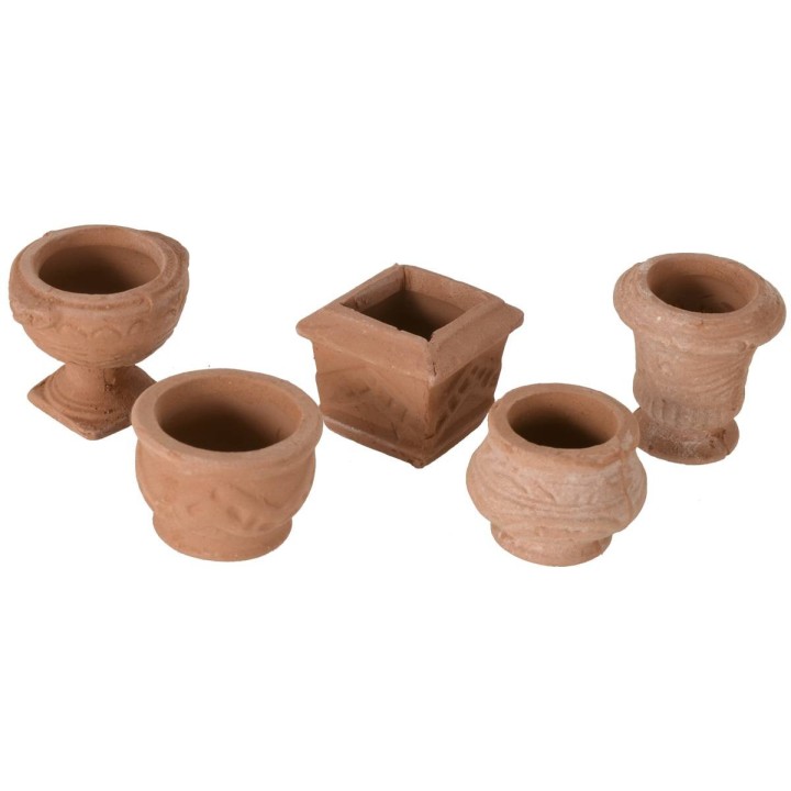 Set 5 vasi in terracotta cm 2,4-2,9 h.