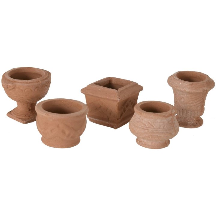 Set 5 vasi in terracotta cm 2,4-2,9 h.